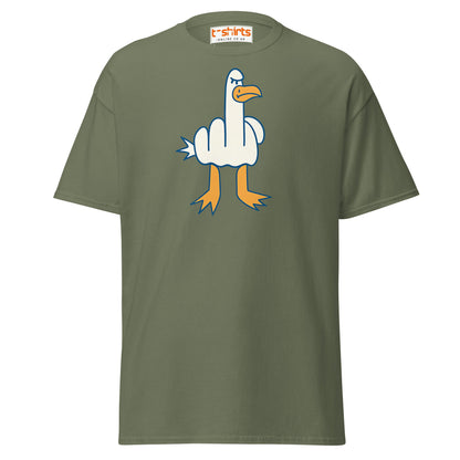 Angry Goose Middle Finger T-Shirt – Funny Cartoon Tee - Military Green - T-Shirts Online
