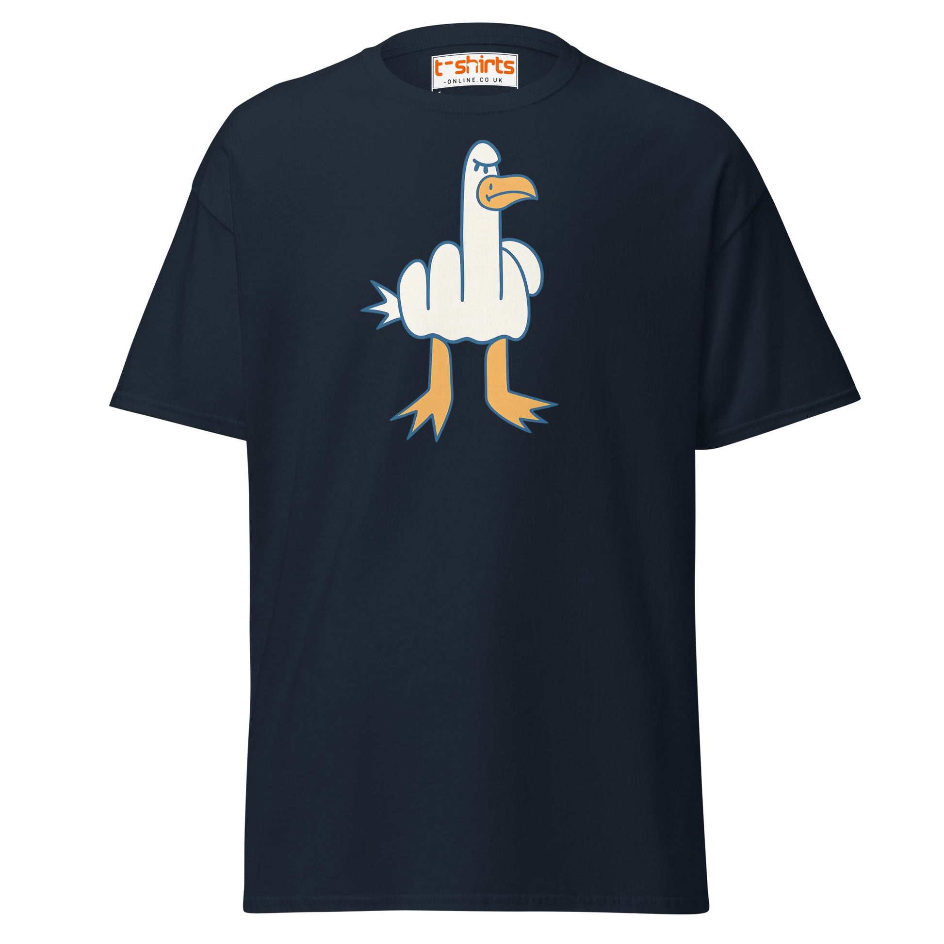 Angry Goose Middle Finger T-Shirt – Funny Cartoon Tee - Navy - T-Shirts Online