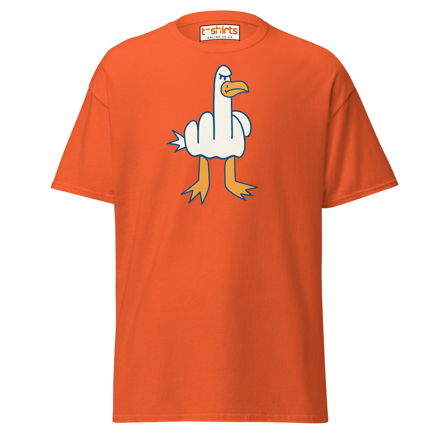 Angry Goose Middle Finger T-Shirt – Funny Cartoon Tee - Orange - T-Shirts Online
