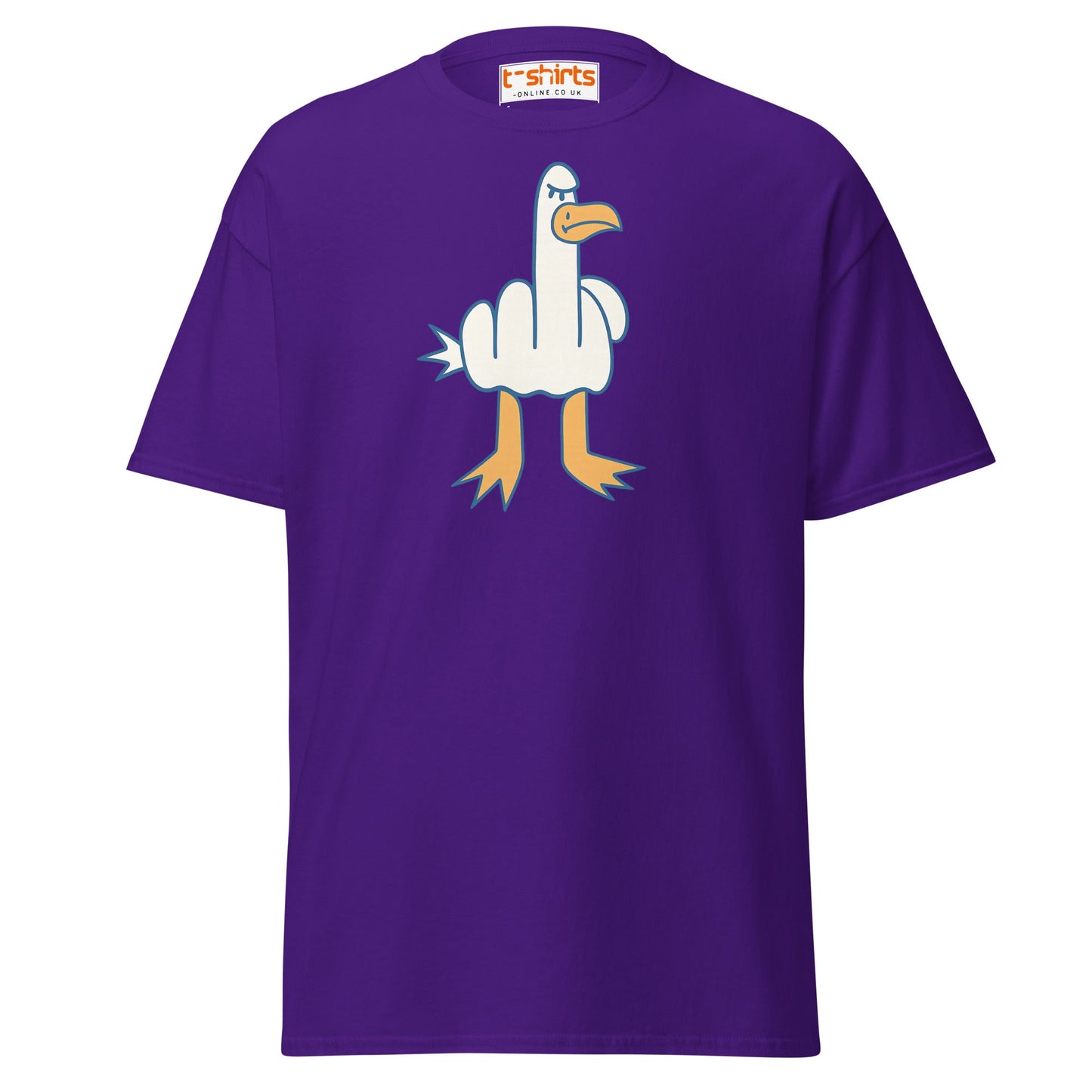 Angry Goose Middle Finger T-Shirt – Funny Cartoon Tee - Purple - T-Shirts Online