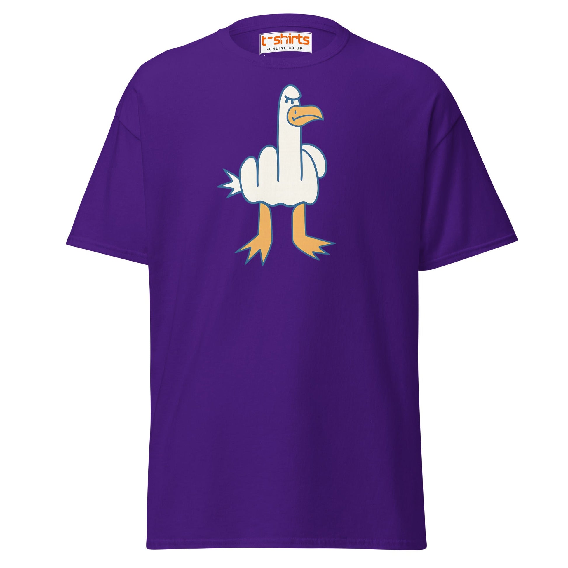 Angry Goose Middle Finger T-Shirt – Funny Cartoon Tee - Purple - T-Shirts Online