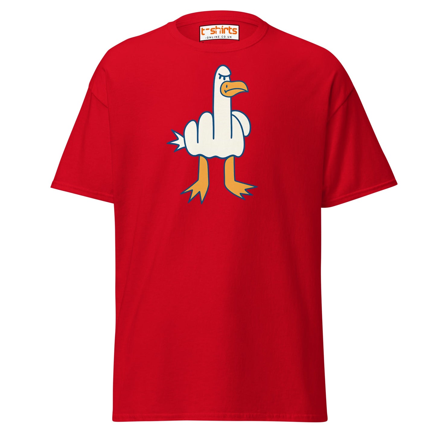 Angry Goose Middle Finger T-Shirt – Funny Cartoon Tee - Red - T-Shirts Online