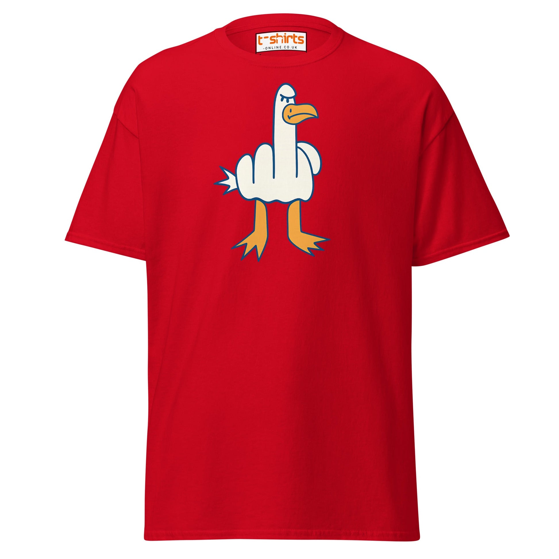 Angry Goose Middle Finger T-Shirt – Funny Cartoon Tee - Red - T-Shirts Online