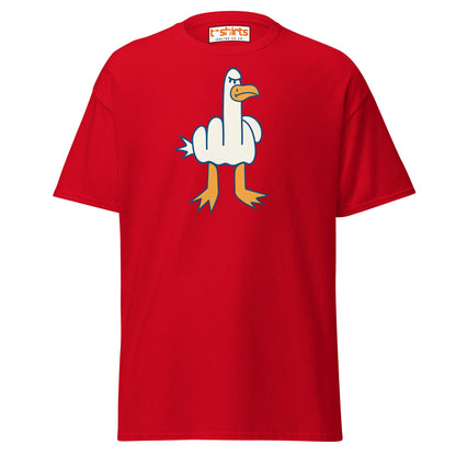 Angry Goose Middle Finger T-Shirt – Funny Cartoon Tee - Red - T-Shirts Online
