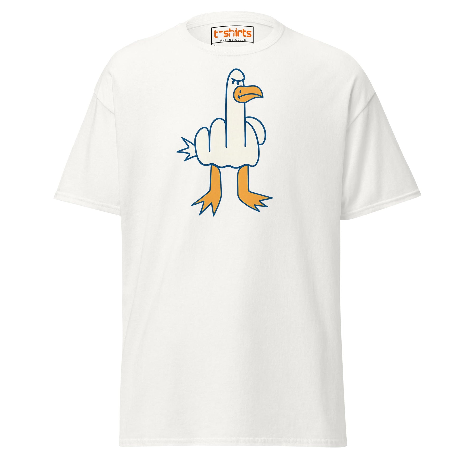 Angry Goose Middle Finger T-Shirt – Funny Cartoon Tee - White - T-Shirts Online