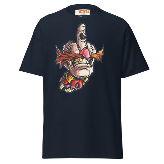 Angry Hand Middle Finger T-Shirt | Bold Attitude Tee - Navy - T-Shirts Online