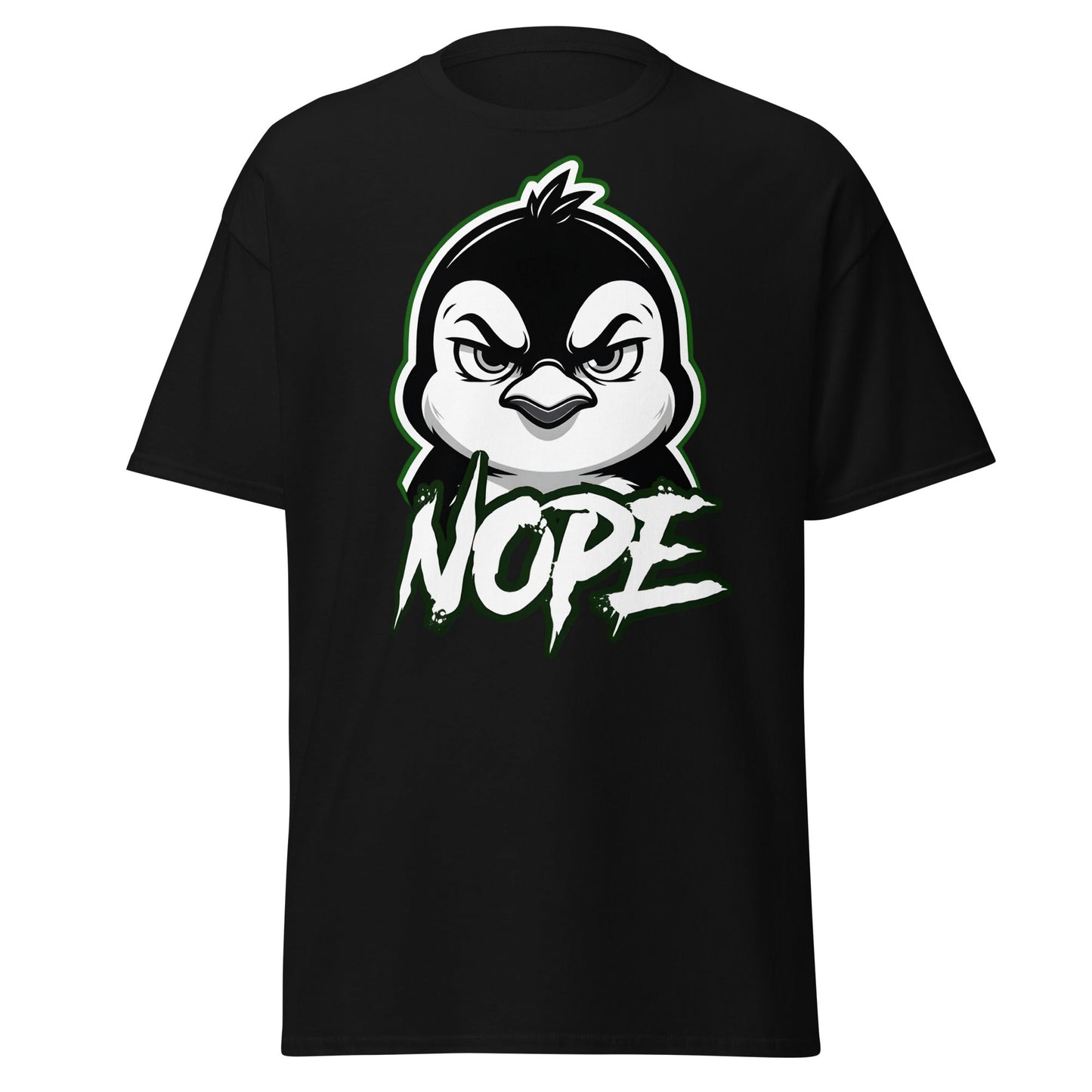 Angry Penguin Nope T-Shirt - Sassy Animal Graphic Tee - Black - T-Shirts Online