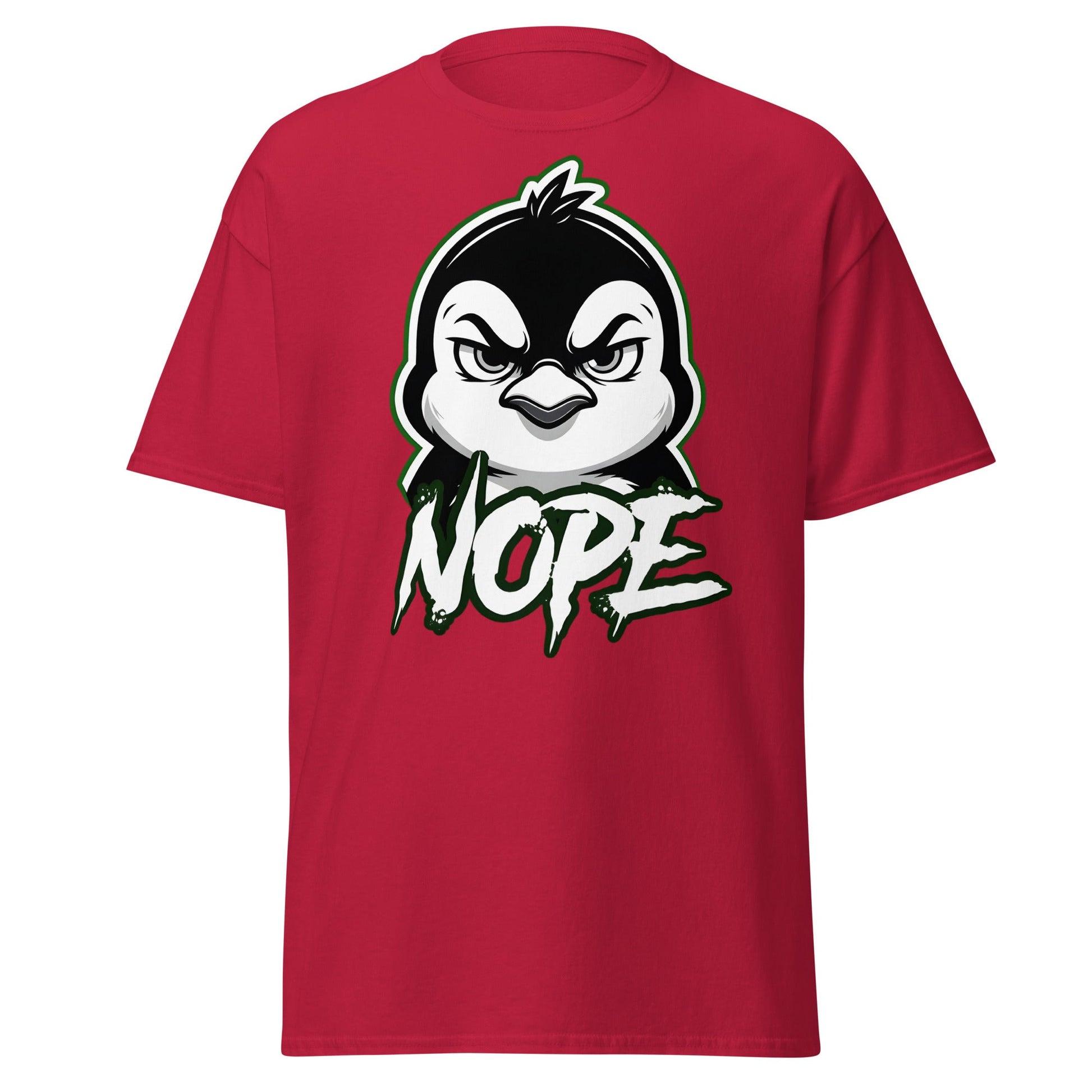 Angry Penguin Nope T-Shirt - Sassy Animal Graphic Tee - Cardinal - T-Shirts Online