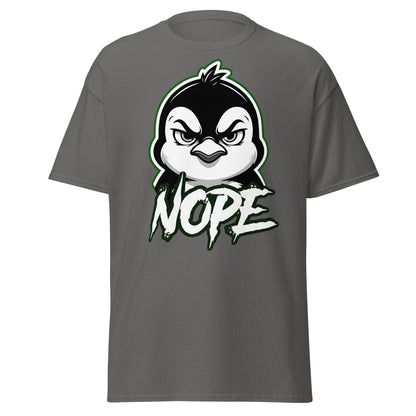 Angry Penguin Nope T-Shirt - Sassy Animal Graphic Tee - Charcoal - T-Shirts Online