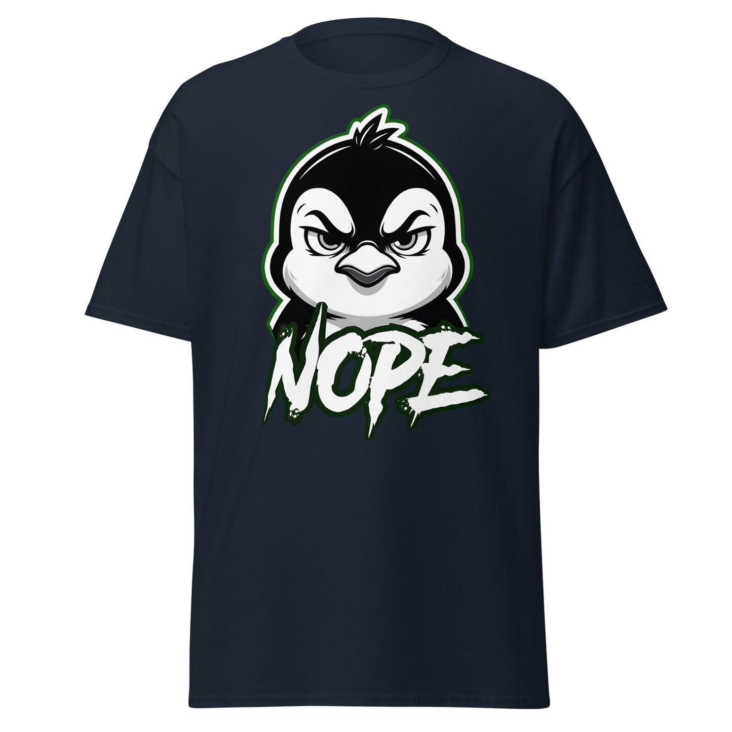 Angry Penguin Nope T-Shirt - Sassy Animal Graphic Tee - Navy - T-Shirts Online