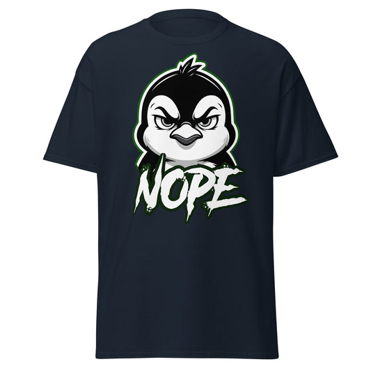 Angry Penguin Nope T-Shirt - Sassy Animal Graphic Tee - Navy - T-Shirts Online