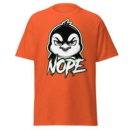 Angry Penguin Nope T-Shirt - Sassy Animal Graphic Tee - Orange - T-Shirts Online
