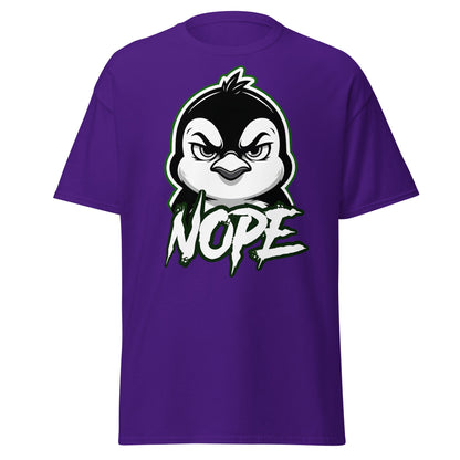 Angry Penguin Nope T-Shirt - Sassy Animal Graphic Tee - Purple - T-Shirts Online