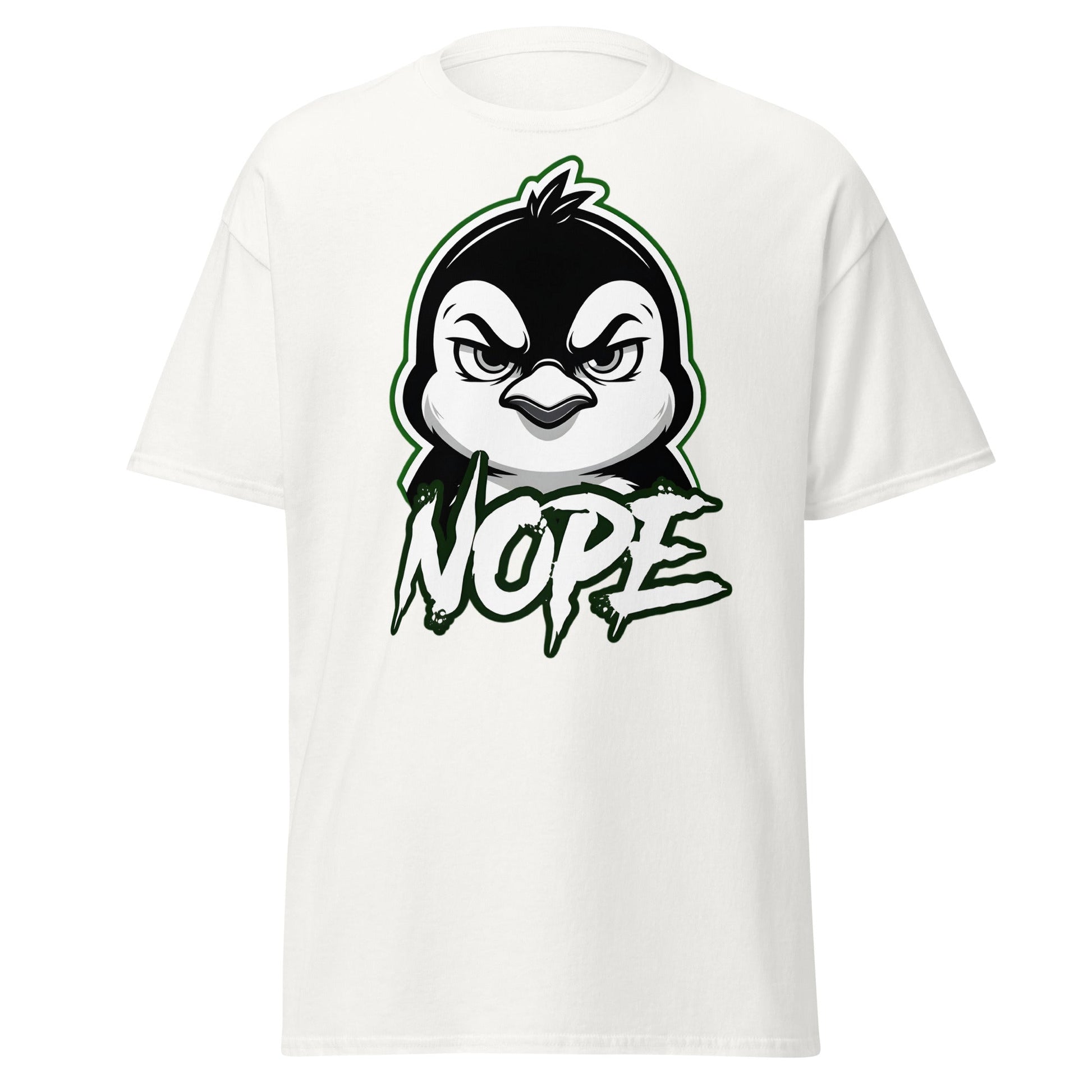 Angry Penguin Nope T-Shirt - Sassy Animal Graphic Tee - White - T-Shirts Online