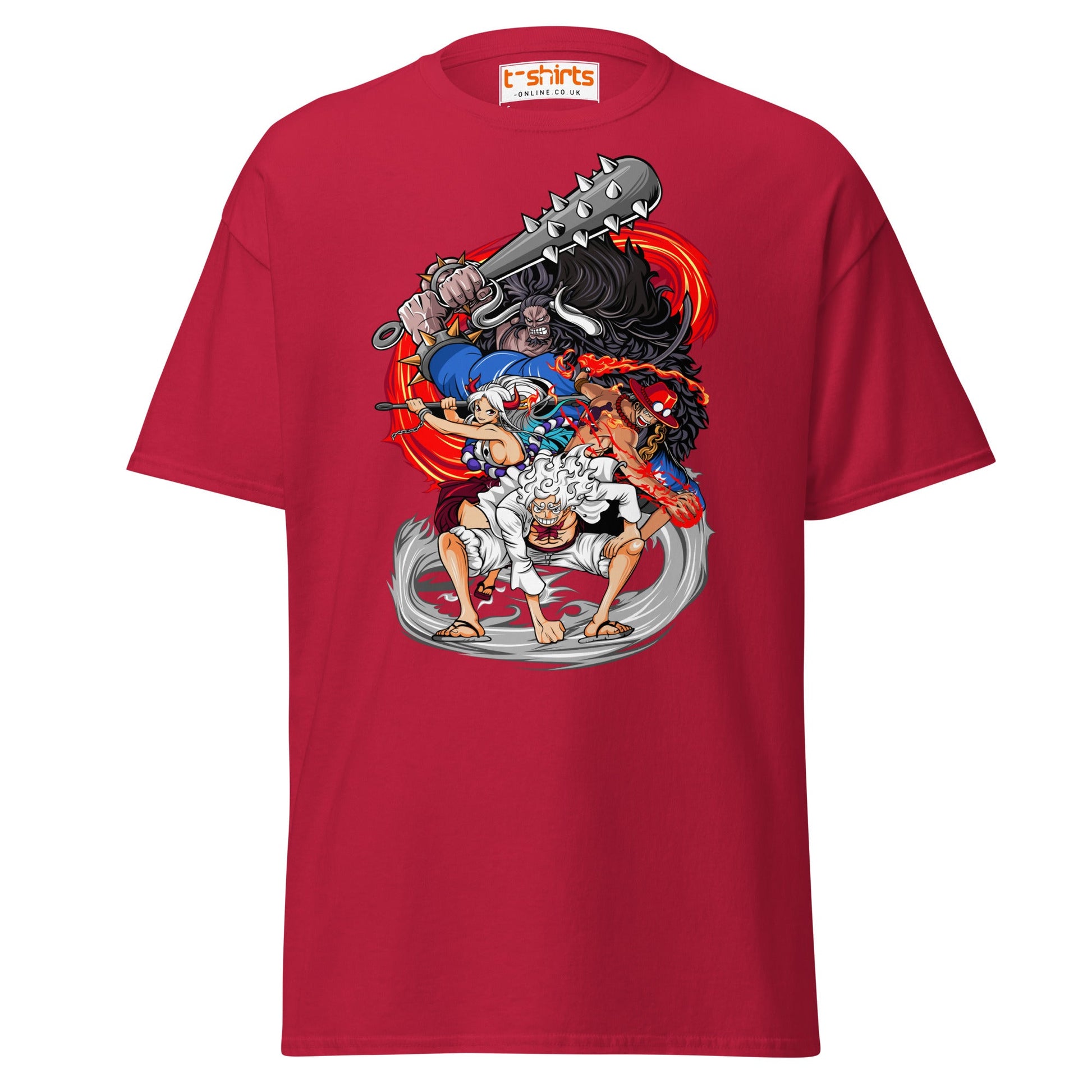 Anime Battle Heroes T-Shirt | Epic Warrior Tee - Cardinal - T-Shirts Online