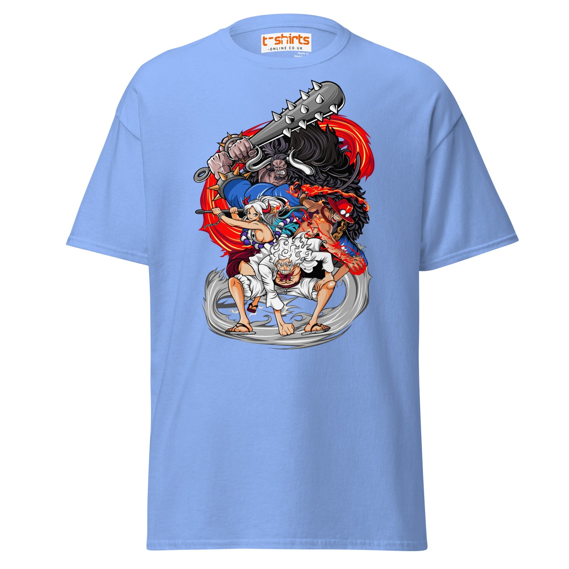 Anime Battle Heroes T-Shirt | Epic Warrior Tee - Carolina Blue - T-Shirts Online