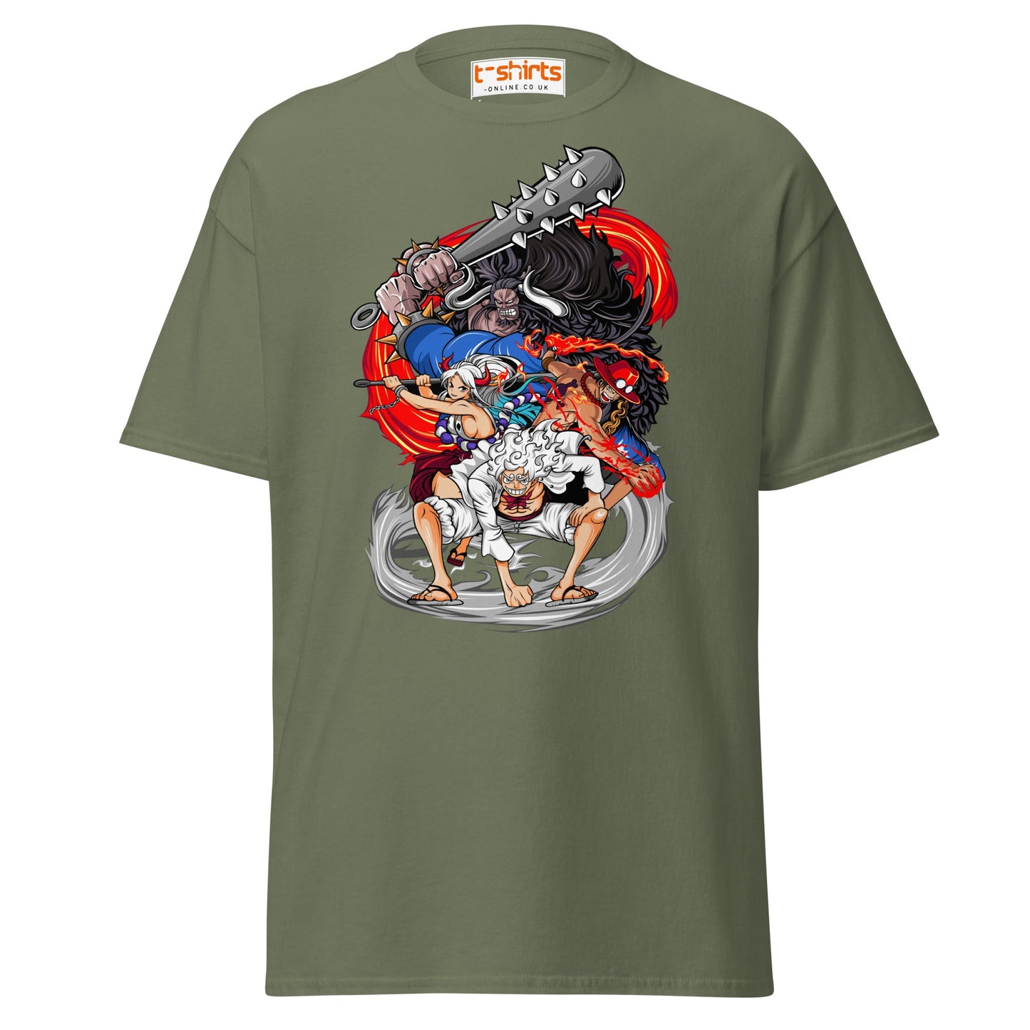 Anime Battle Heroes T-Shirt | Epic Warrior Tee - Military Green - T-Shirts Online