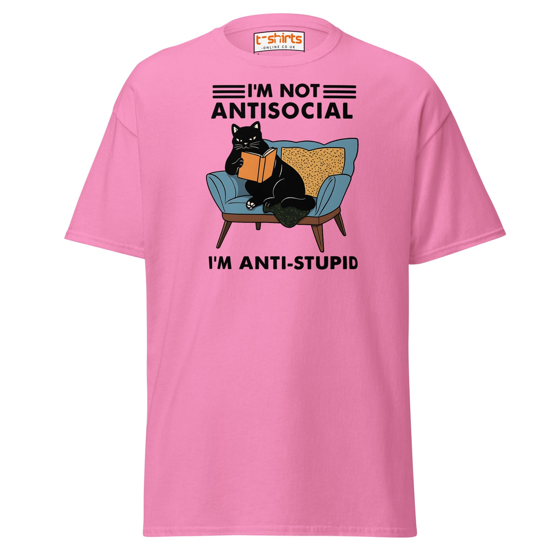 Anti - Stupid Cat T-Shirt – Funny Antisocial Book Lover Tee - Azalea - T-Shirts Online