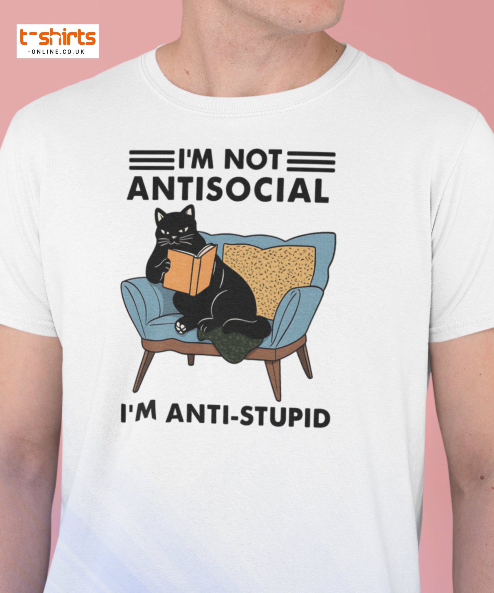 Anti - Stupid Cat T-Shirt – Funny Antisocial Book Lover Tee - Red - T-Shirts Online