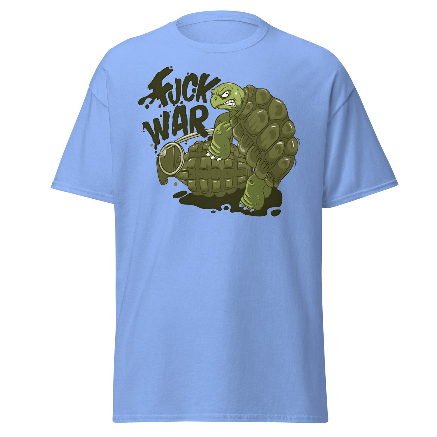 Anti - War Turtle Grenade Cartoon T-Shirt - Carolina Blue - T-Shirts Online