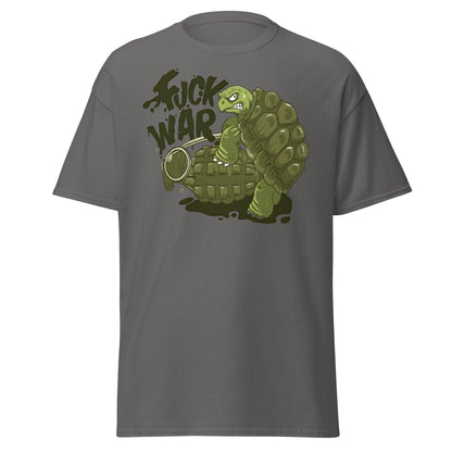 Anti - War Turtle Grenade Cartoon T-Shirt - Charcoal - T-Shirts Online
