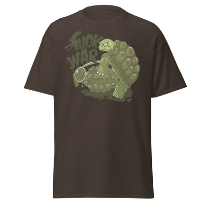 Anti - War Turtle Grenade Cartoon T-Shirt - Dark Chocolate - T-Shirts Online