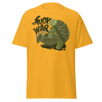 Anti - War Turtle Grenade Cartoon T-Shirt - Gold - T-Shirts Online
