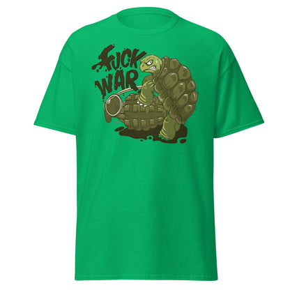 Anti - War Turtle Grenade Cartoon T-Shirt - Irish Green - T-Shirts Online