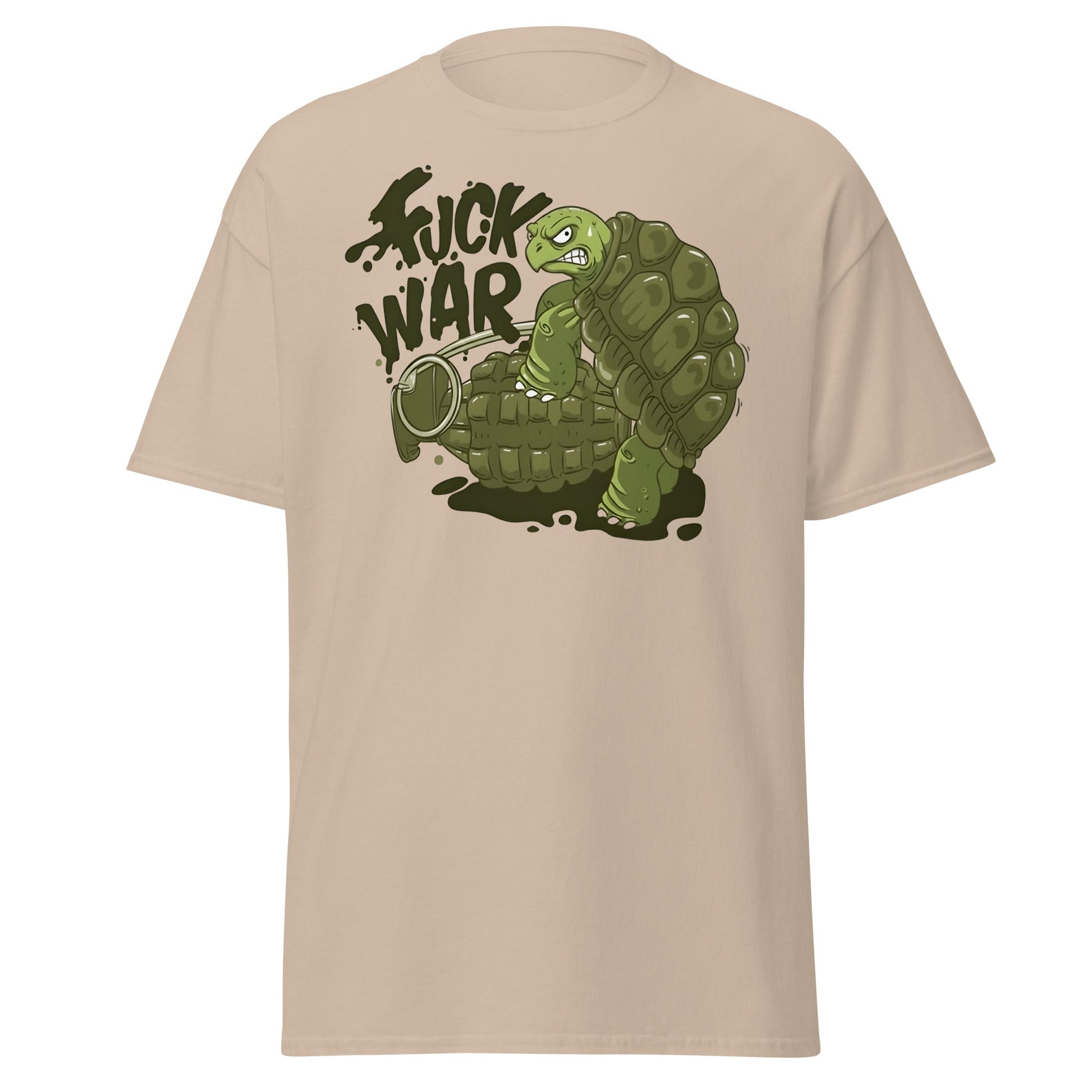 Anti - War Turtle Grenade Cartoon T-Shirt - Sand - T-Shirts Online