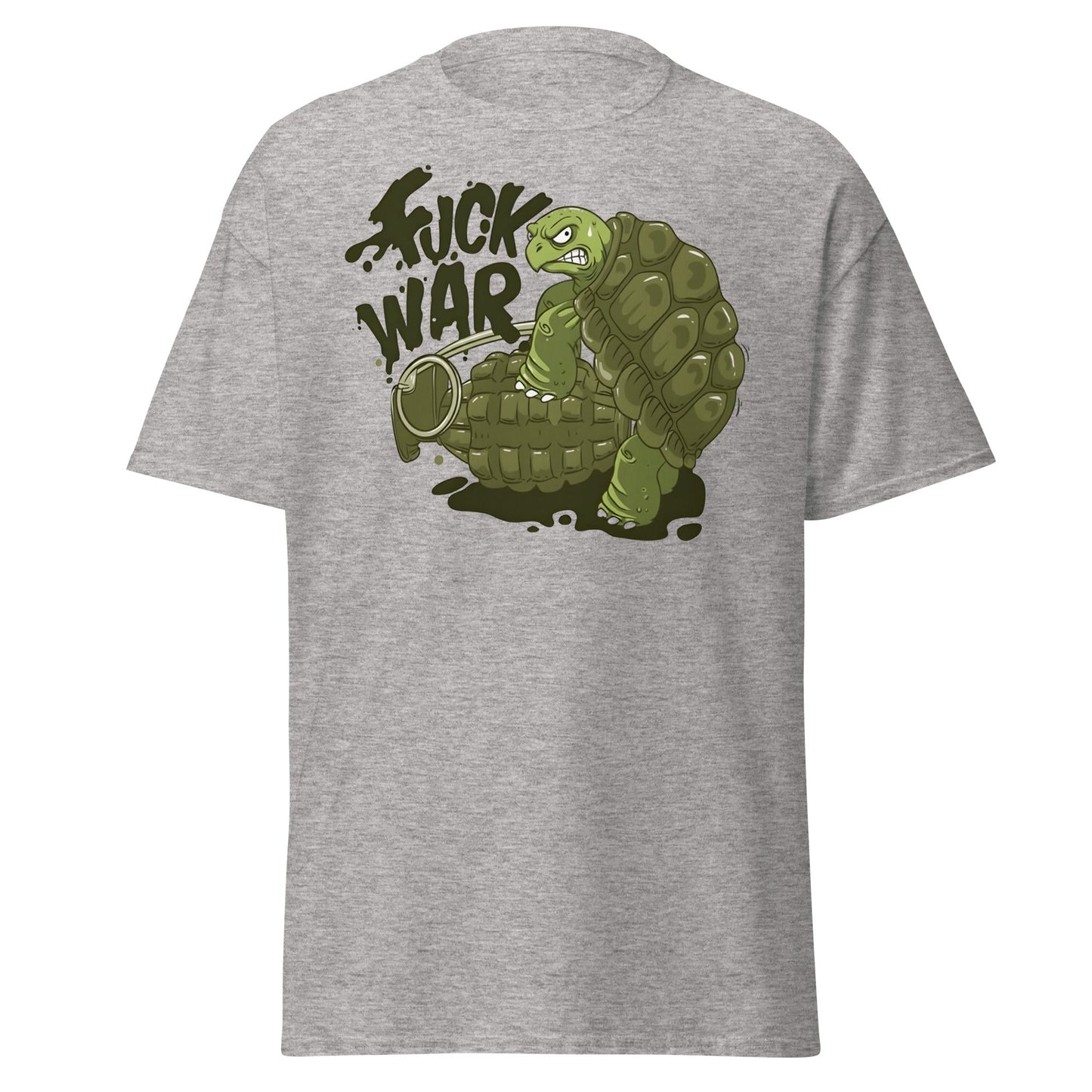 Anti - War Turtle Grenade Cartoon T-Shirt - Sport Grey - T-Shirts Online
