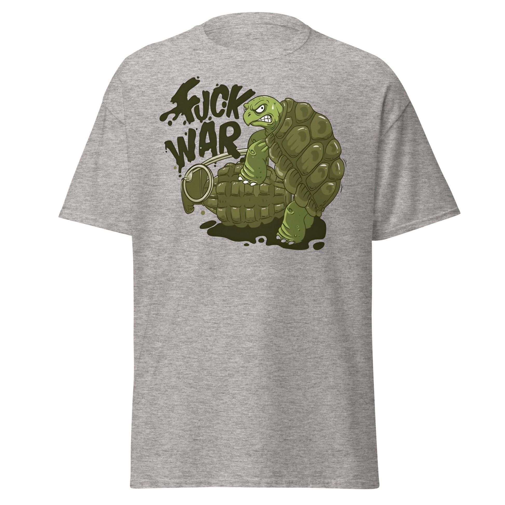 Anti - War Turtle Grenade Cartoon T-Shirt - Sport Grey - T-Shirts Online