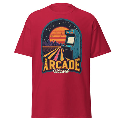 Arcade Wizard Retro Synthwave T-Shirt | Vintage Gamer Tee - Cardinal - T-Shirts Online