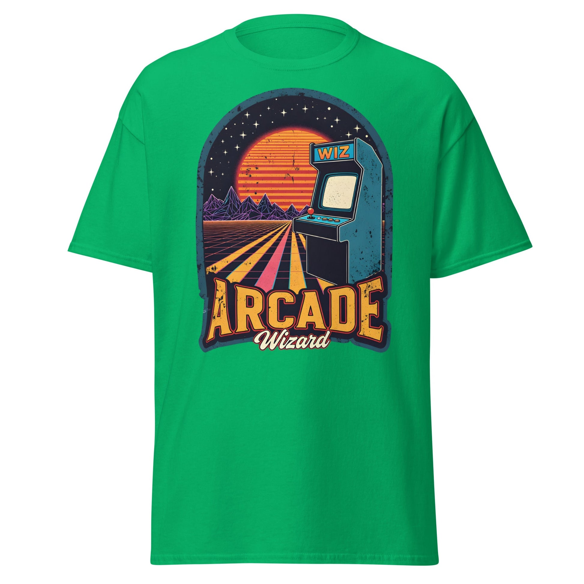 Arcade Wizard Retro Synthwave T-Shirt | Vintage Gamer Tee - Irish Green - T-Shirts Online