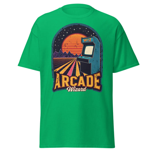 Arcade Wizard Retro Synthwave T-Shirt | Vintage Gamer Tee - Irish Green - T-Shirts Online