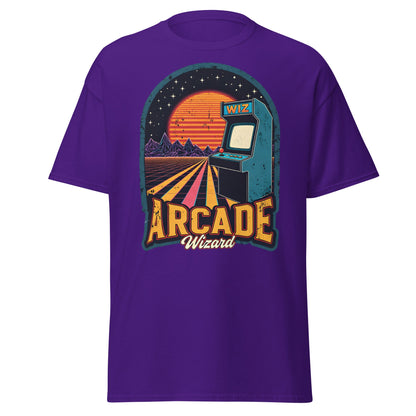 Arcade Wizard Retro Synthwave T-Shirt | Vintage Gamer Tee - Purple - T-Shirts Online