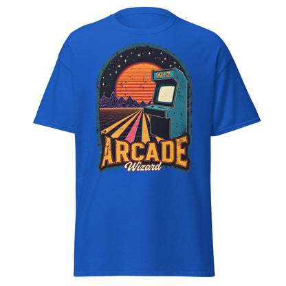 Arcade Wizard Retro Synthwave T-Shirt | Vintage Gamer Tee - Royal - T-Shirts Online