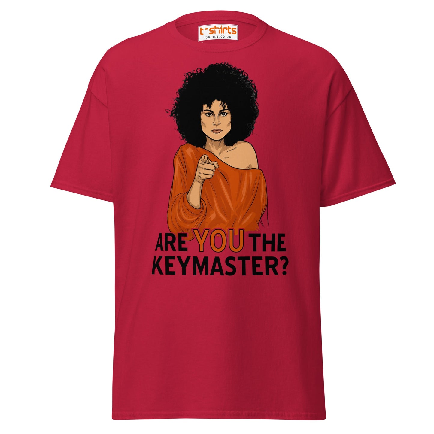 Are You The Keymaster T-Shirt | Funny Retro Movie Tee - Cardinal - T-Shirts Online