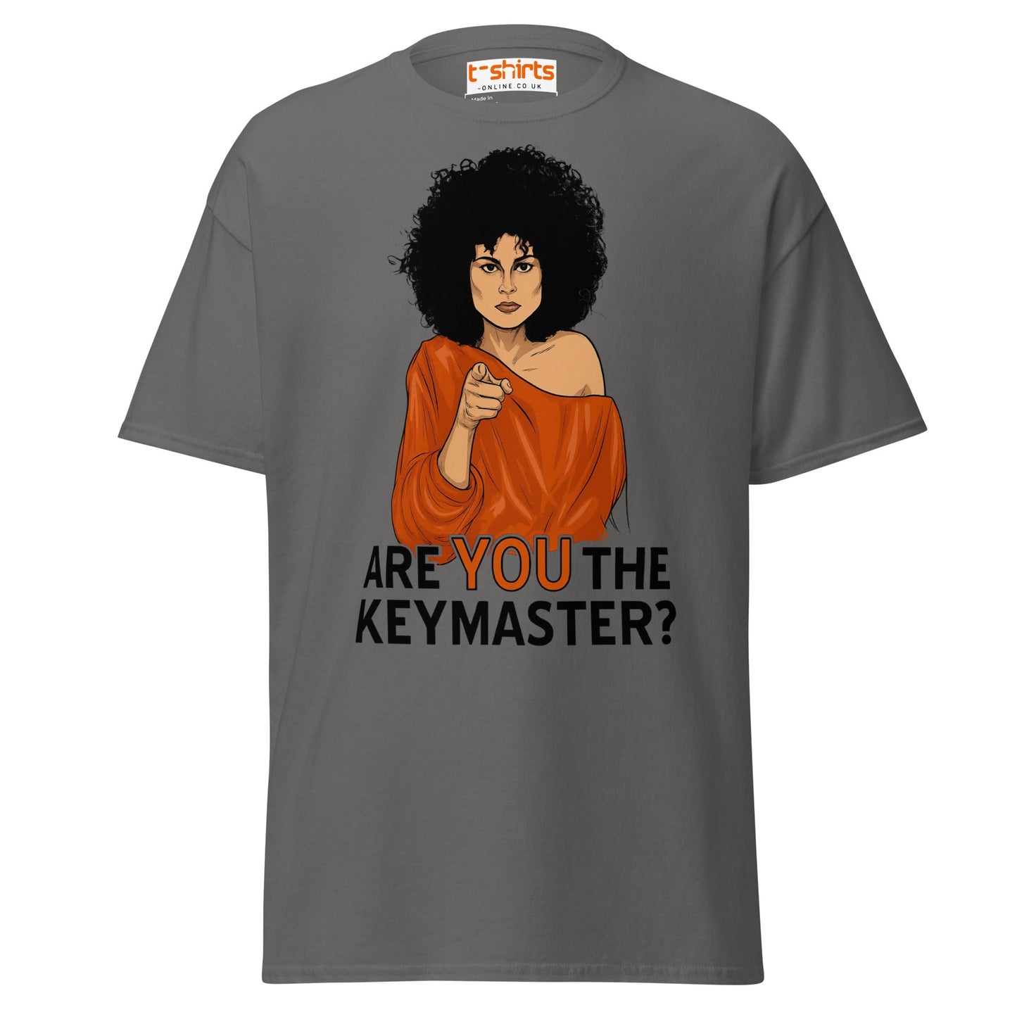 Are You The Keymaster T-Shirt | Funny Retro Movie Tee - Charcoal - T-Shirts Online
