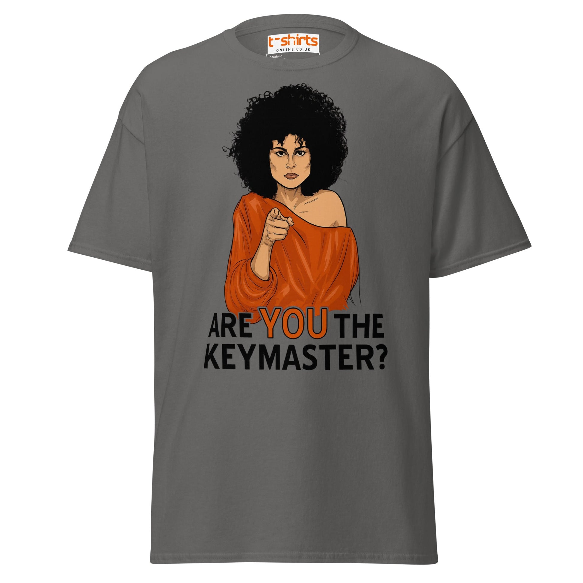 Are You The Keymaster T-Shirt | Funny Retro Movie Tee - Charcoal - T-Shirts Online