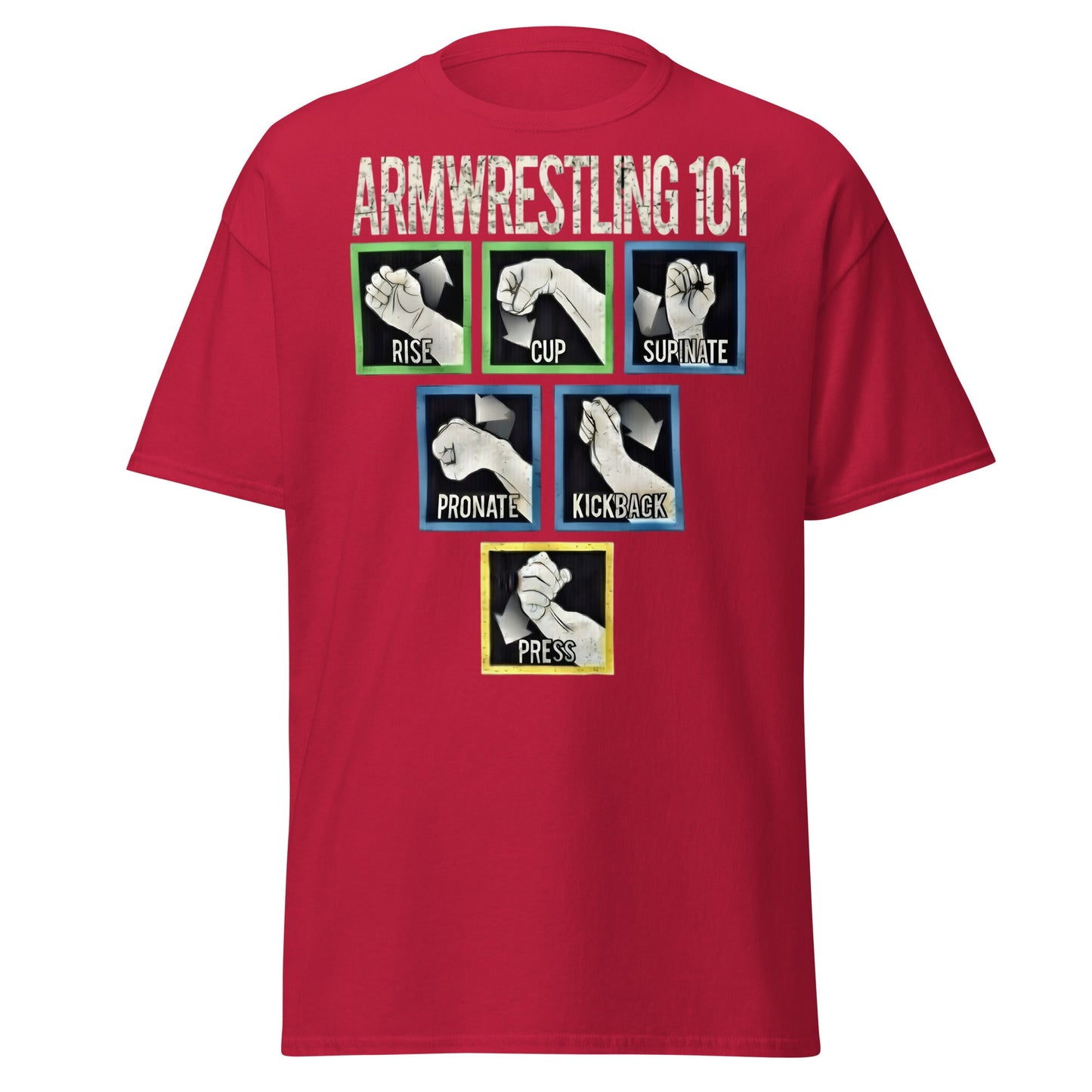 Arm Wrestling 101 Graphic Tee - Pro Techniques Shirt - Cardinal - T-Shirts Online
