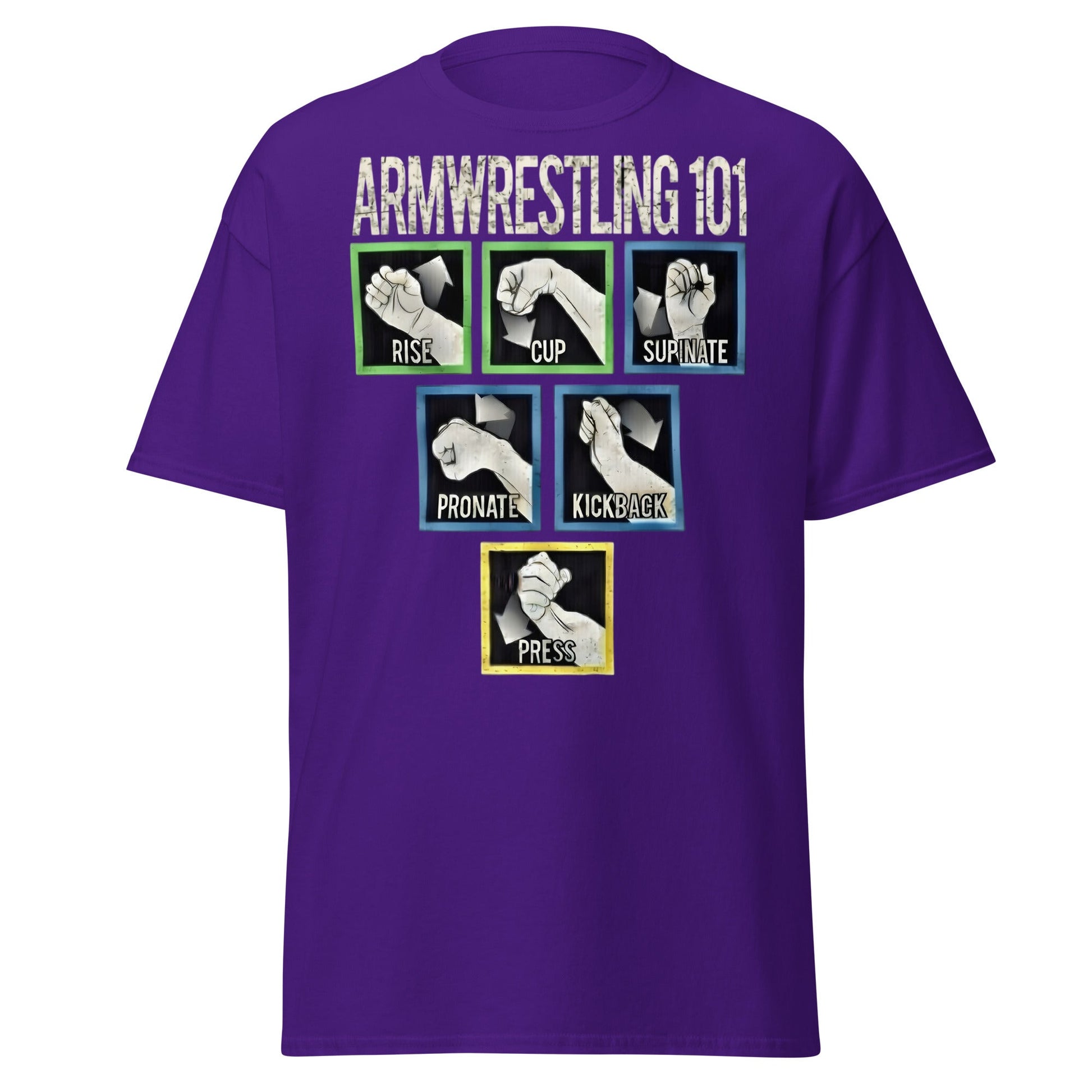Arm Wrestling 101 Graphic Tee - Pro Techniques Shirt - Purple - T-Shirts Online