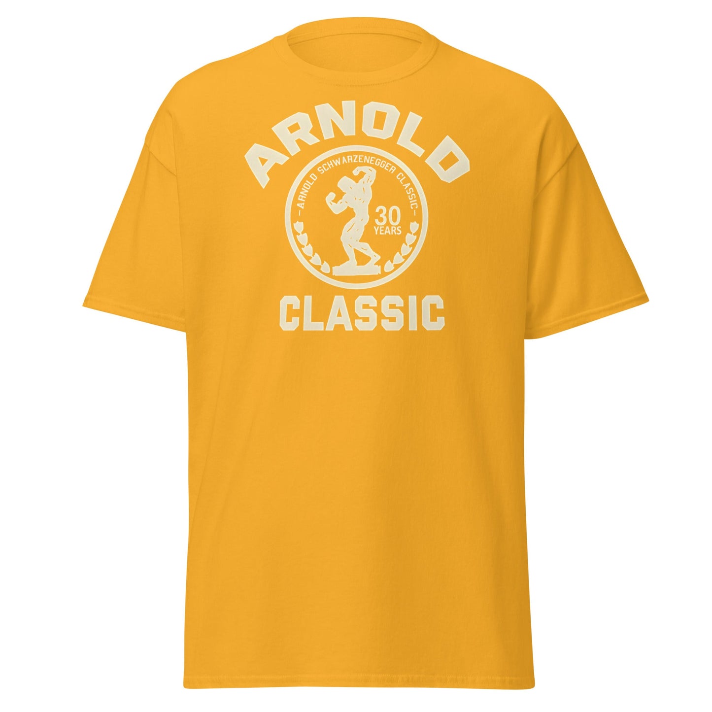 Arnold Classic 30 Years Bodybuilding T-Shirt | Vintage Gym Tee - Gold - T-Shirts Online