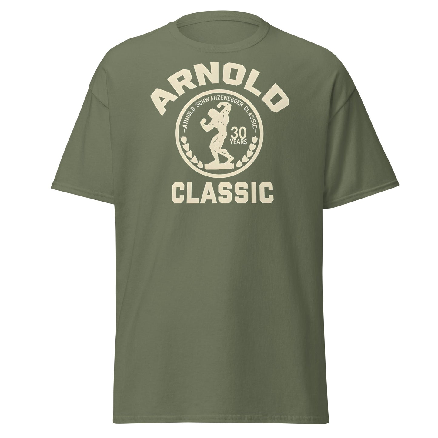 Arnold Classic 30 Years Bodybuilding T-Shirt | Vintage Gym Tee - Military Green - T-Shirts Online