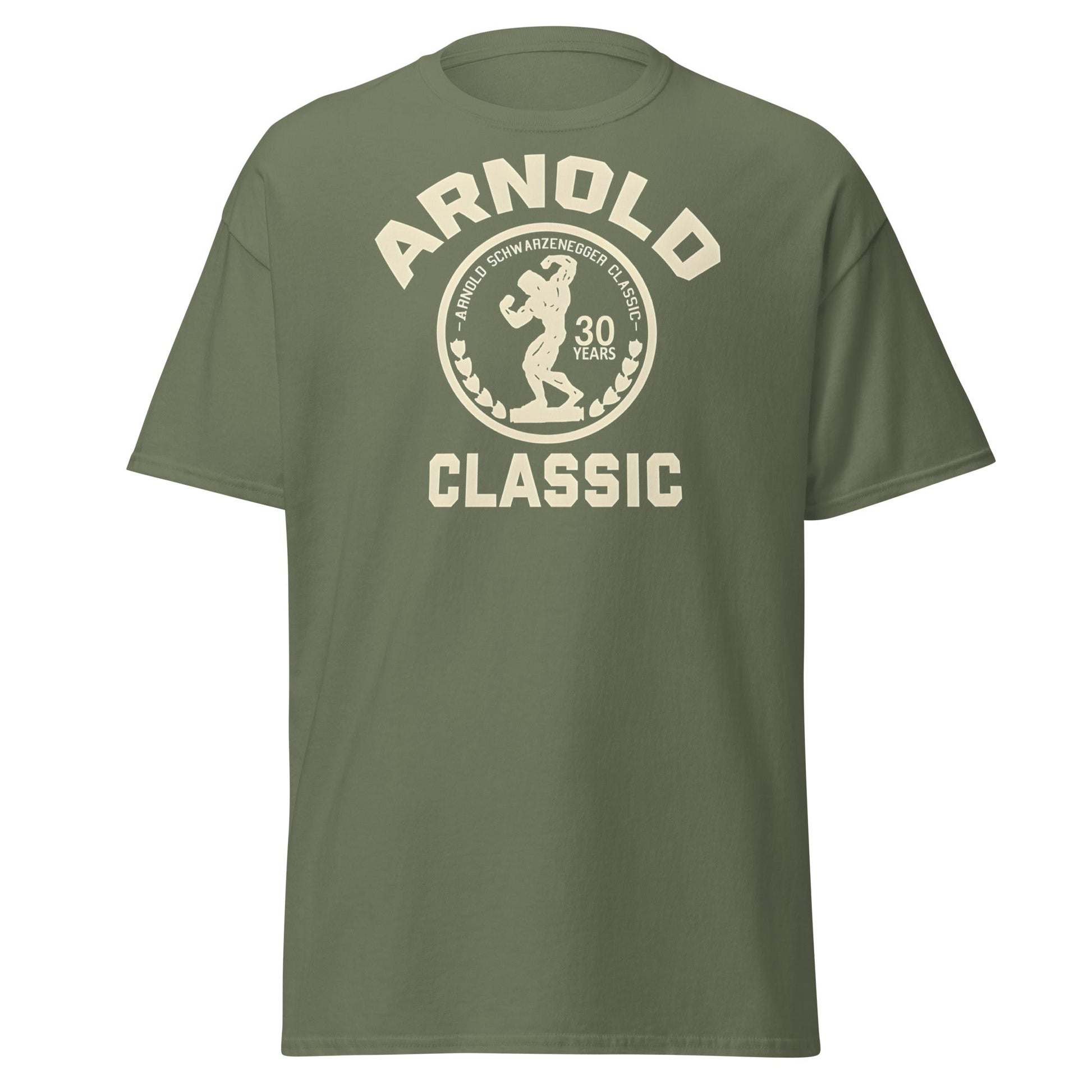Arnold Classic 30 Years Bodybuilding T-Shirt | Vintage Gym Tee - Military Green - T-Shirts Online
