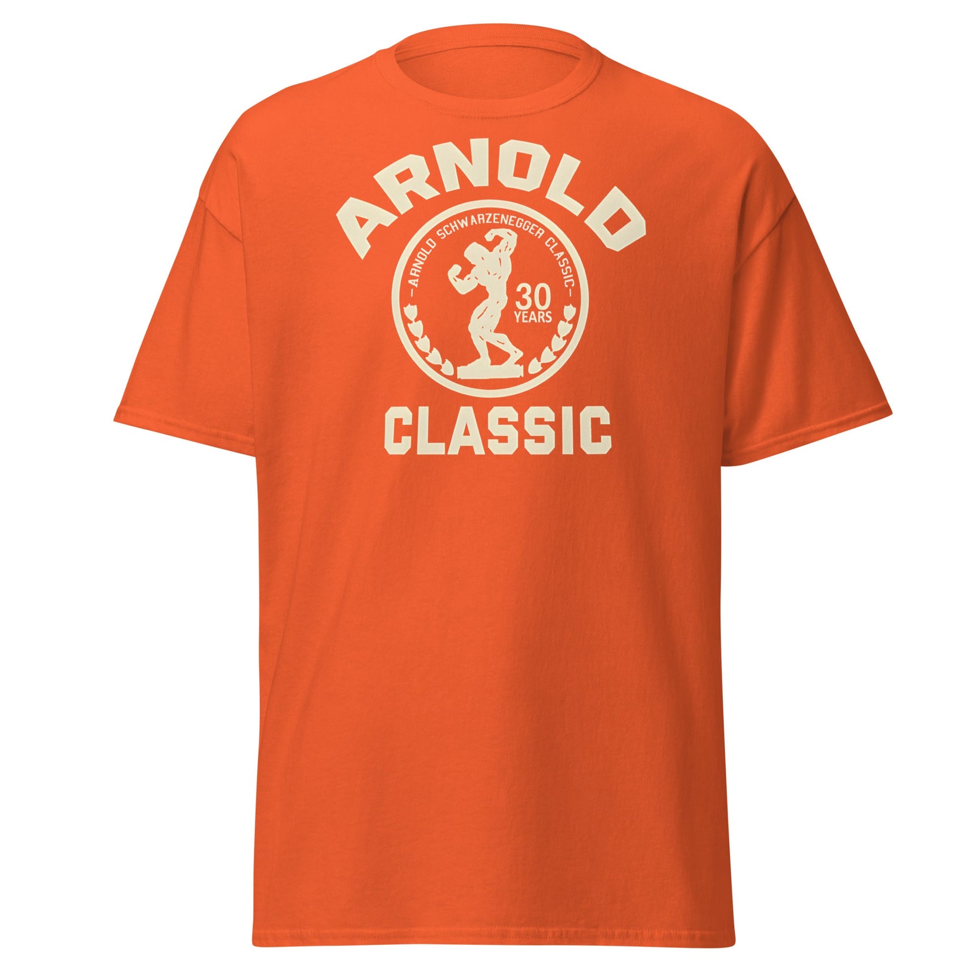Arnold Classic 30 Years Bodybuilding T-Shirt | Vintage Gym Tee - Orange - T-Shirts Online