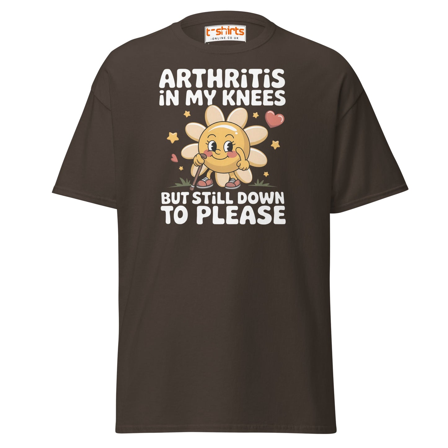 Arthritis in My Knees Funny Adult T-Shirt - Dark Chocolate - T-Shirts Online