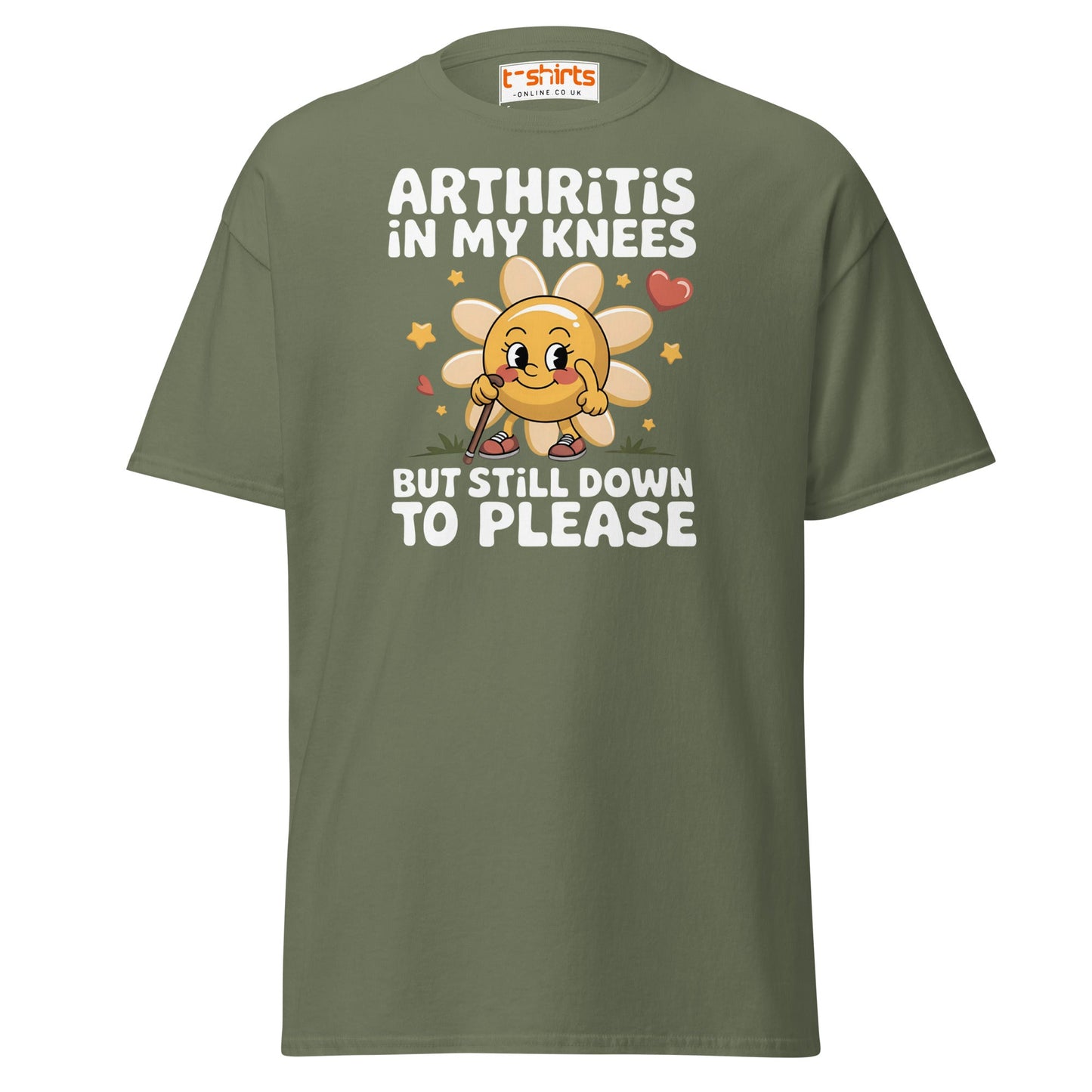 Arthritis in My Knees Funny Adult T-Shirt - Military Green - T-Shirts Online