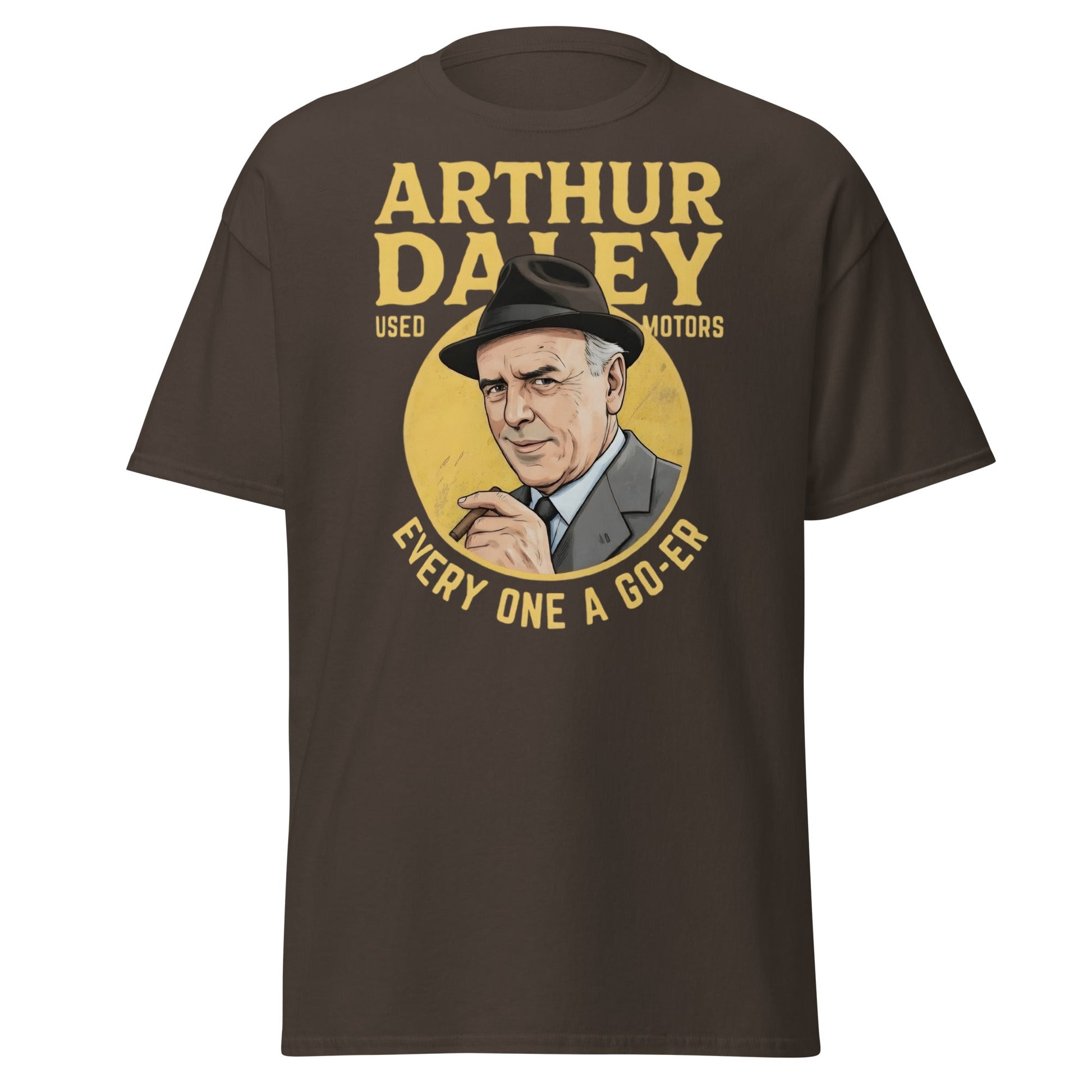 Arthur Daley Used Motors T-Shirt - Every One A Go - Er Tee - Dark Chocolate - T-Shirts Online