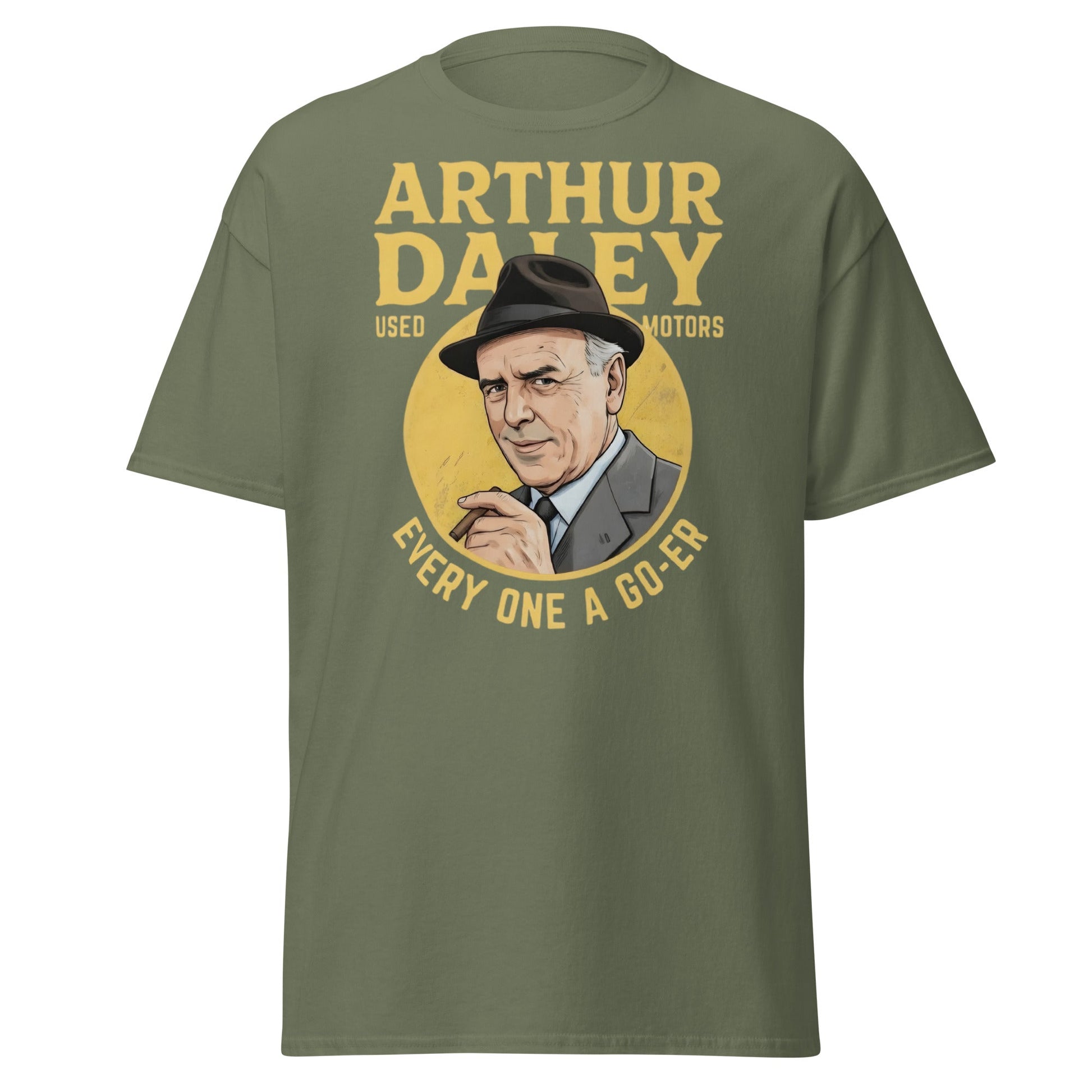 Arthur Daley Used Motors T-Shirt - Every One A Go - Er Tee - Military Green - T-Shirts Online