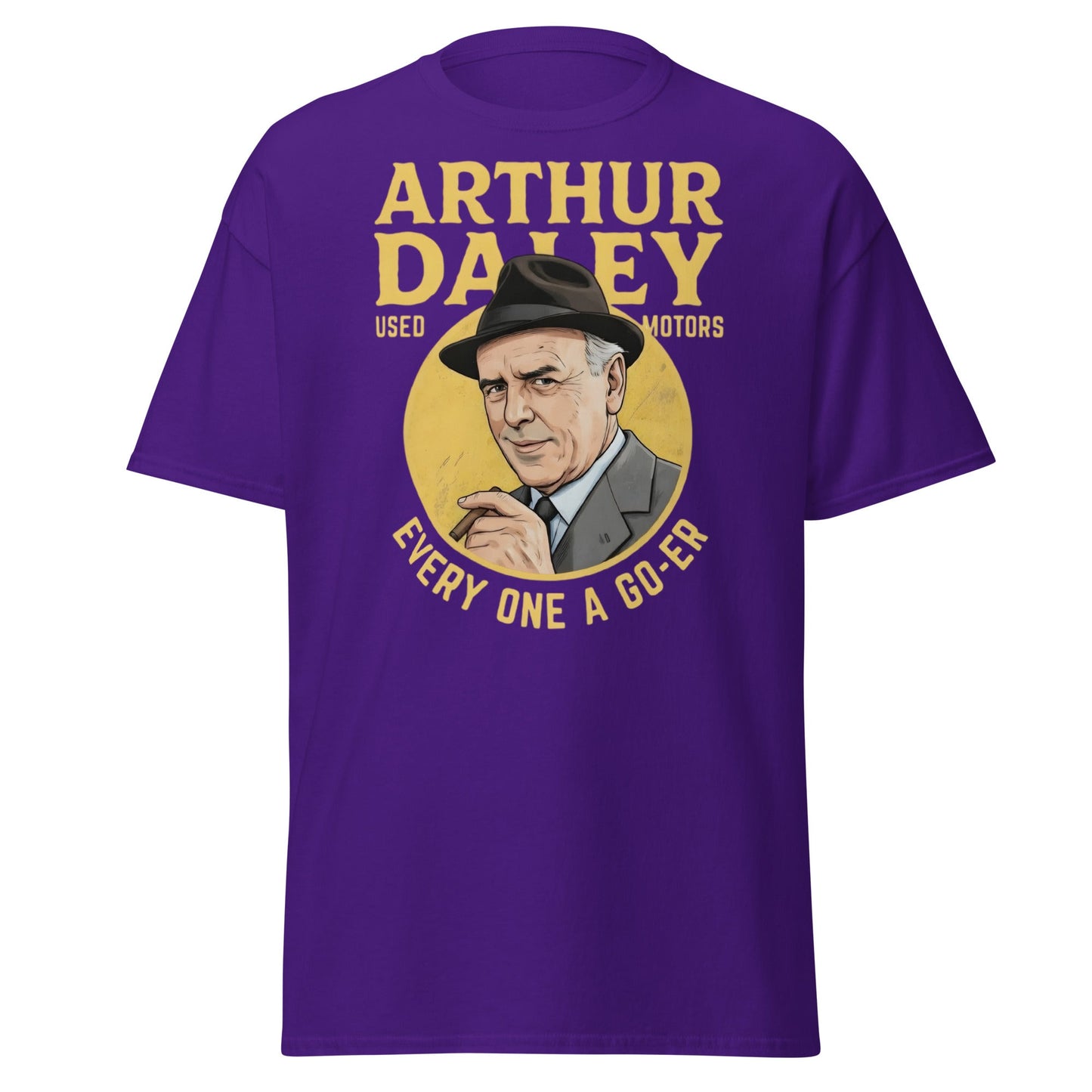 Arthur Daley Used Motors T-Shirt - Every One A Go - Er Tee - Purple - T-Shirts Online